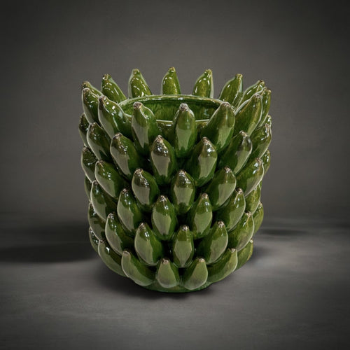 Banana Vase — sculptural green ceramic vase with a layered botanical form, HMT Home
