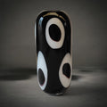Black Owl Vase Large — black-and-white glass vase with an owl-inspired pattern, HMT Home