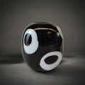 Black Owl Vase Small — black-and-white glass vase with an owl-inspired pattern, HMT Home