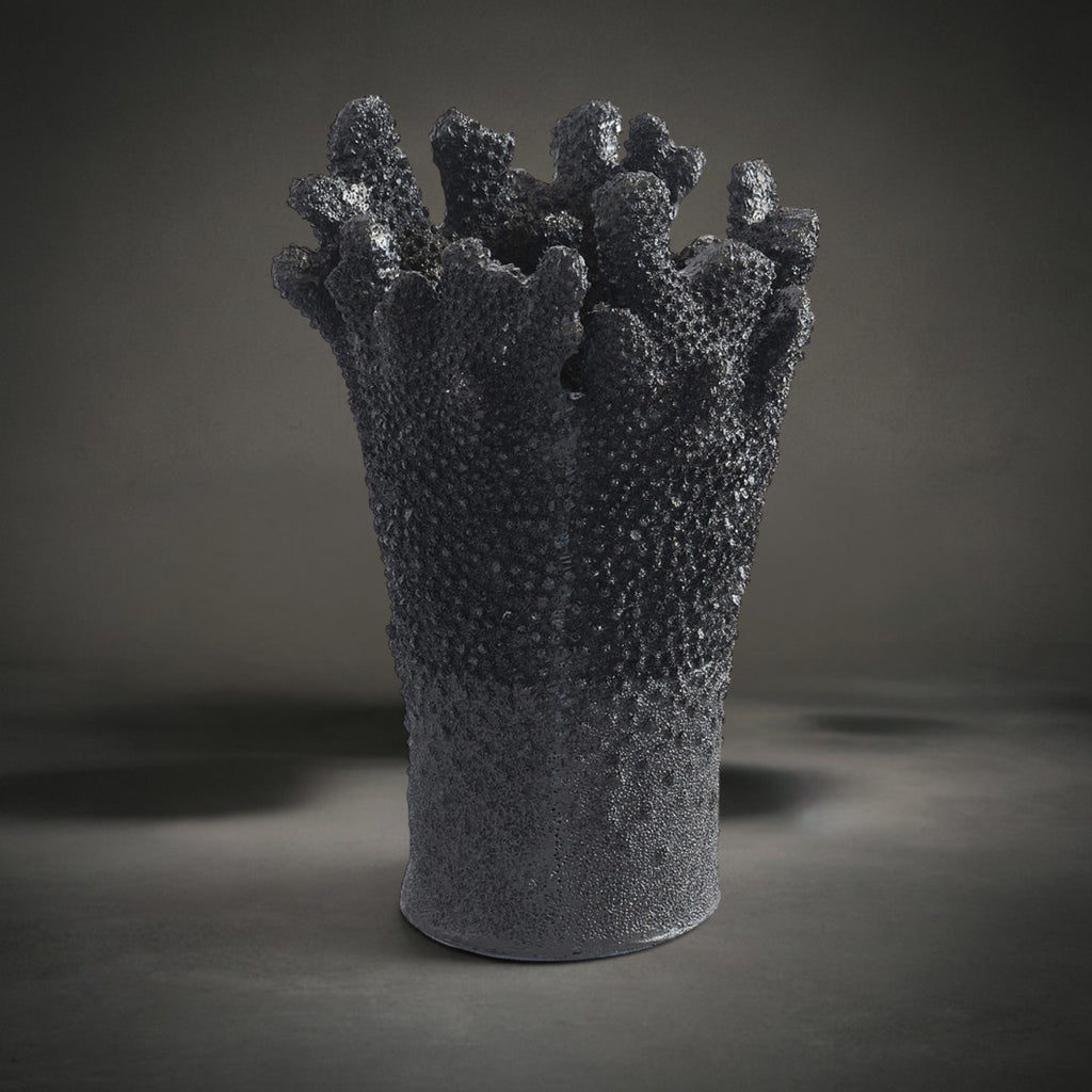 Coral Vase — matte black coral-inspired sculptural vase, HMT Home