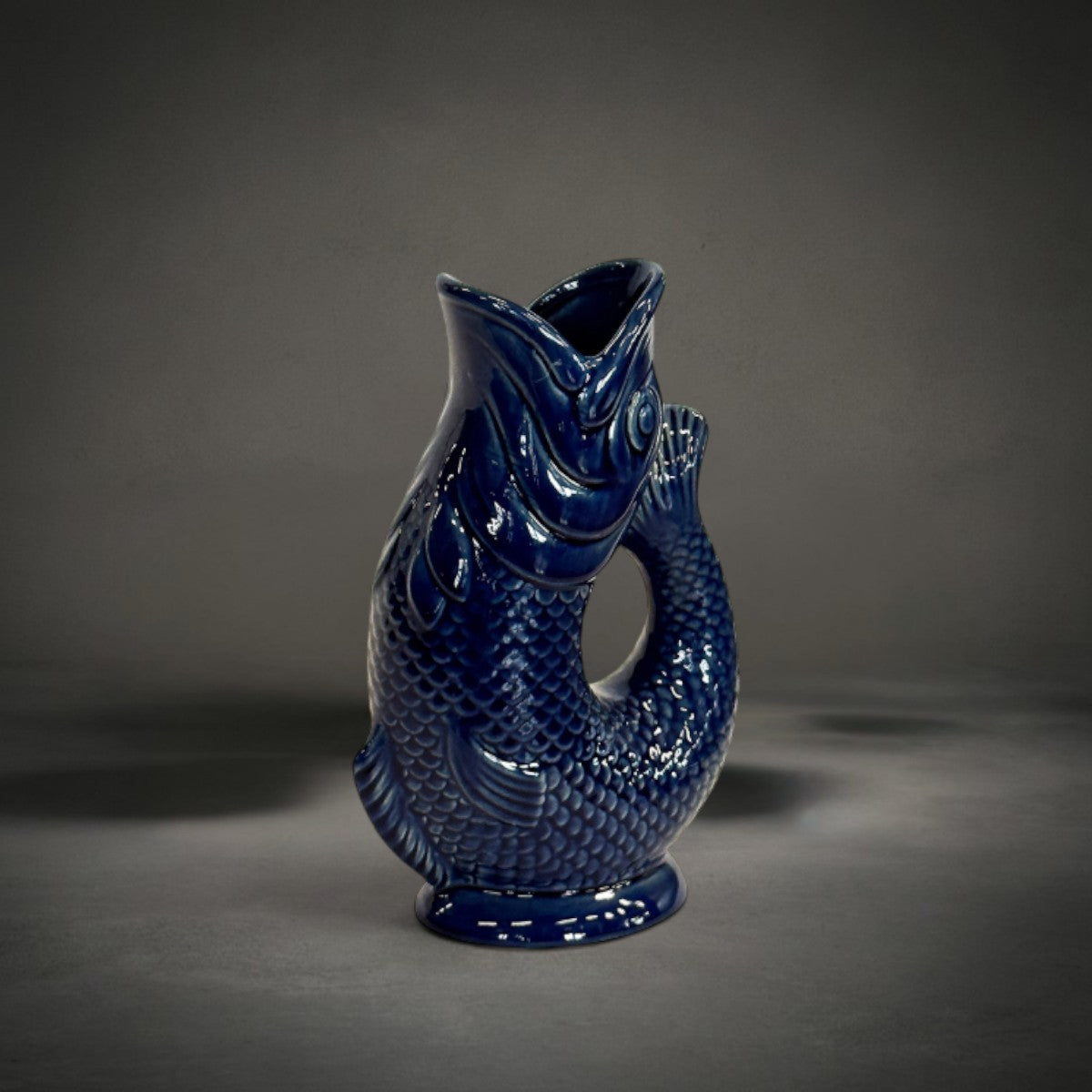 Koi Fish Jug Cobalt — koi-inspired jug in deep cobalt, HMT Home