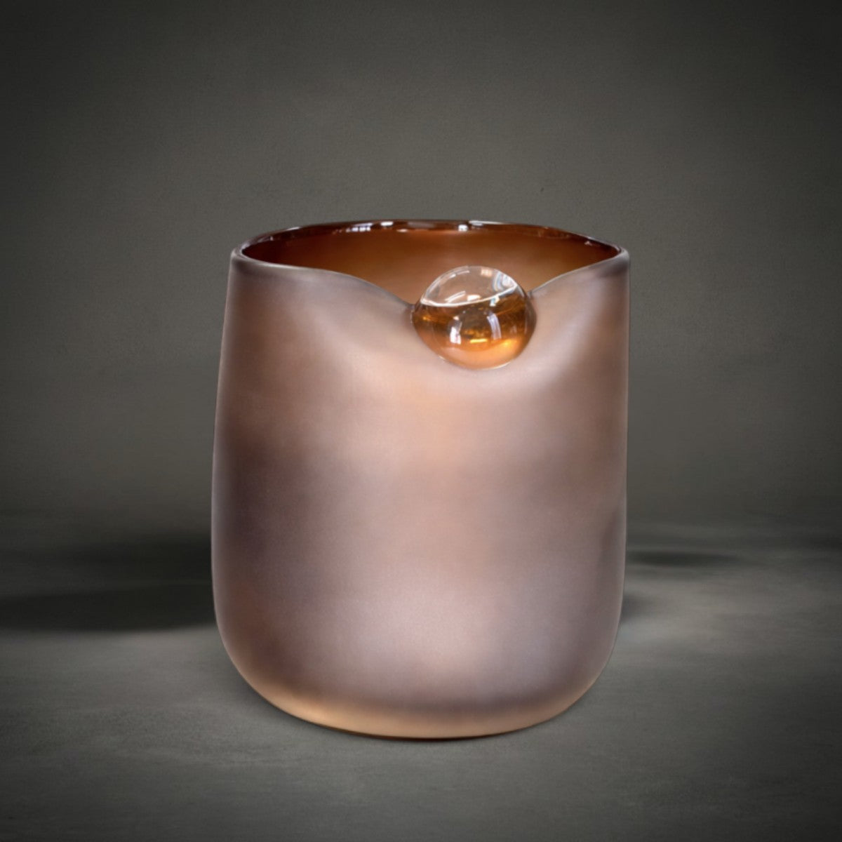 Pebble Dawn Vase — rounded brown glass vase with a frosted satin finish, HMT Home