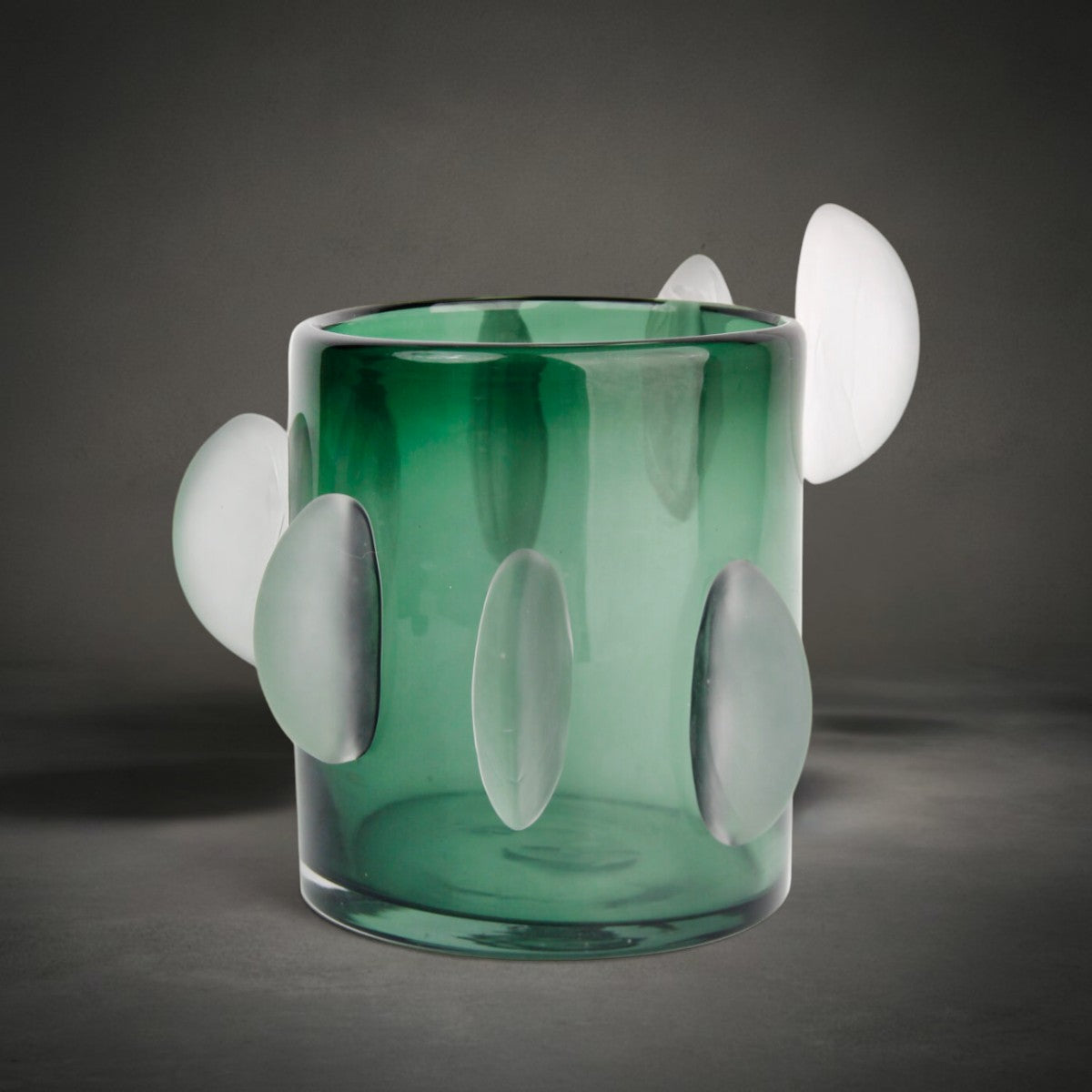 Rosie Vase — deep green glass vase with frosted oval texture, HMT Home
