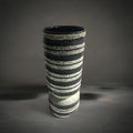 Zebra Vase Medium — black glass vase with stone, grey and beige stripes, HMT Home